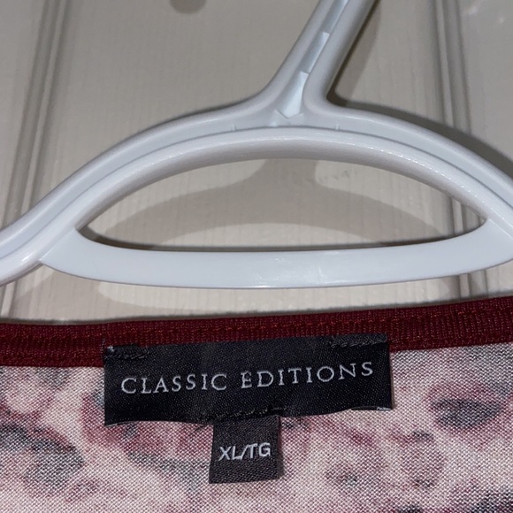 Classic Editions Ladies Fooler Top Burgundy Pink Black Size XL - Picture 9 of 11